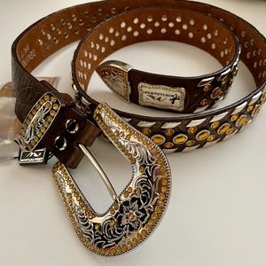 MONTANA WEST Western Leather Belt 38” NWT